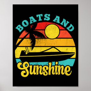 Poster Barcos sol retrô iate vintage pôr do sol velejador