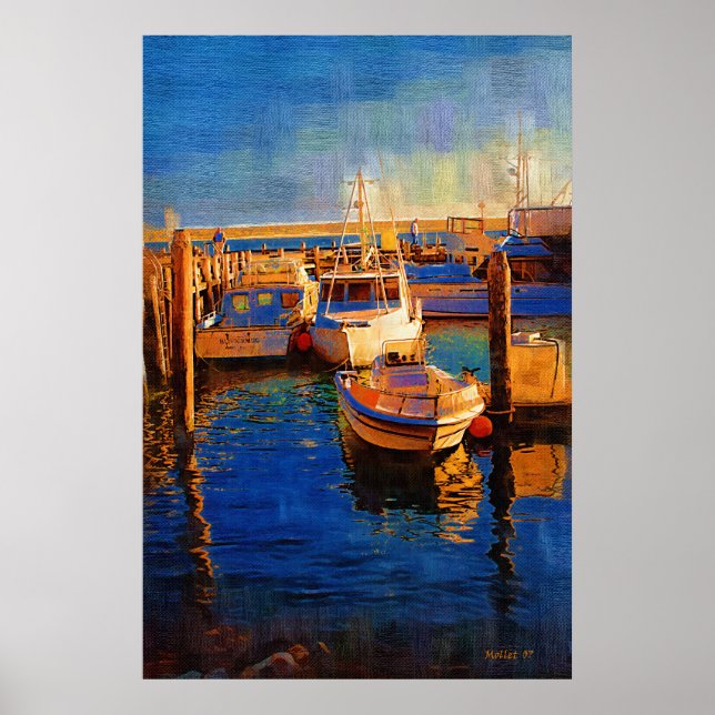 Póster Barcos, Sunset, Morro Bay, Califórnia (Frente)