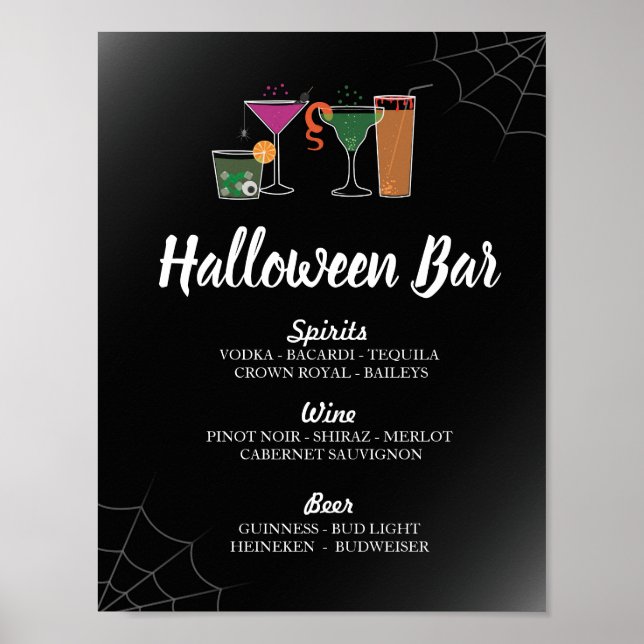 Poster Bares Cocktails Góticos Festa de Sinais de Hallowe (Frente)