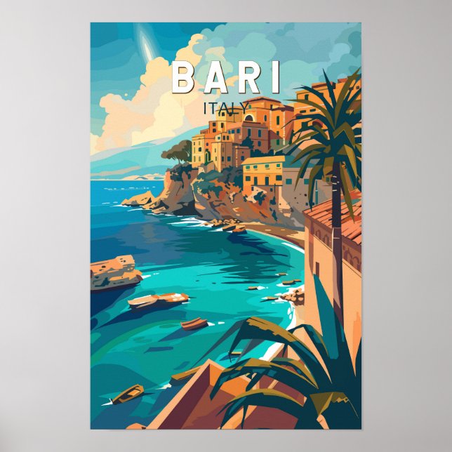 Poster Bari Itália Viagem Arte Vintage (Frente)