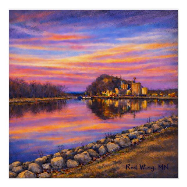 Póster Barn Bluff, Red Wing Sunset Glossy Poster (Frente)