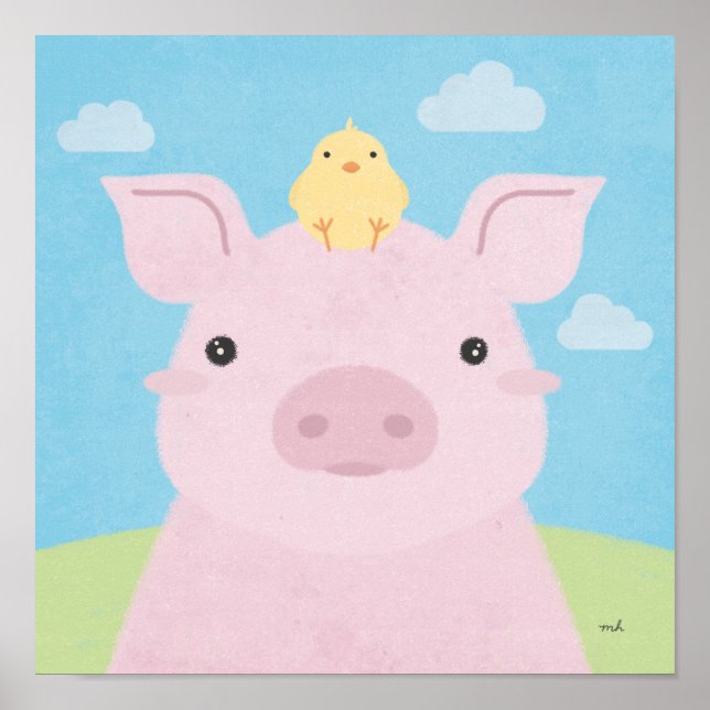 Poster Barn Buddies - Piglet e Pintinho (Frente)
