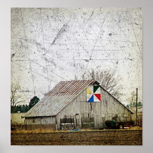Poster Barn Quilt Grunge (Frente)