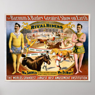 Poster Barnum e Bailey - cavaleiros rivais