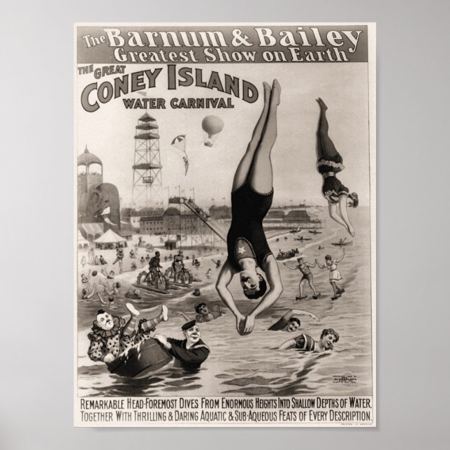 Póster Barnum e Bailey Coney Island Water Carnival (Frente)
