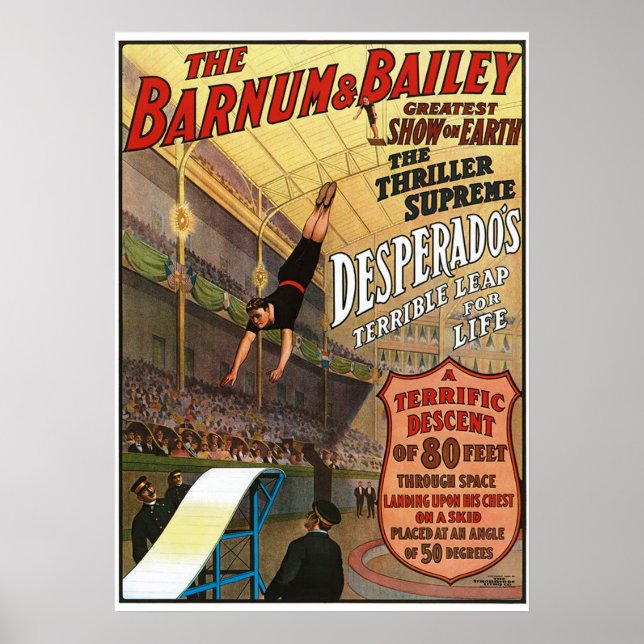 Poster Barnum e Bailey Desperado dão um salto para a Post (Frente)