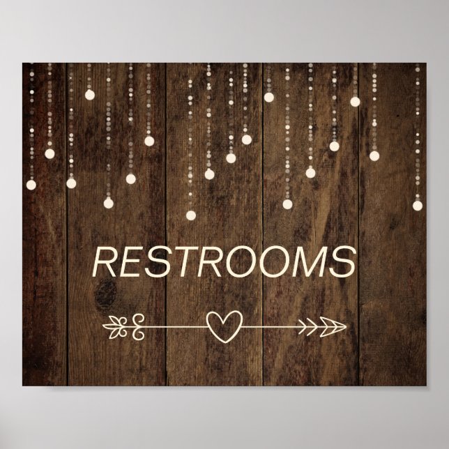 Poster Barnwood Fairy Luzes Direita Sinal de Banheiro (Frente)
