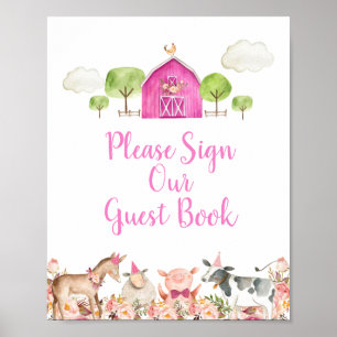 Poster Barnyard de Animais da fazenda Assine nosso Convid