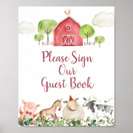 Poster Barnyard de Animais da fazenda Assine nosso Convid