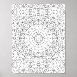 Poster Baroque Scroll work Coloring Page Pattern Artwork