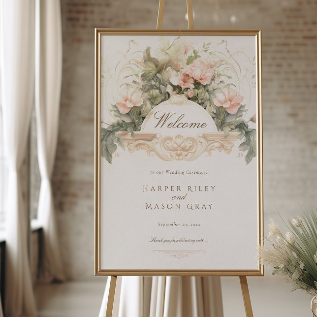 Poster Baroque Wedding Welcome Sign (Criador carregado)