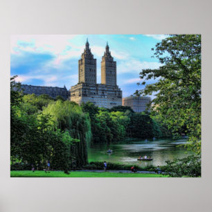 Póster Barqueiros no lago central Park, San Remo
