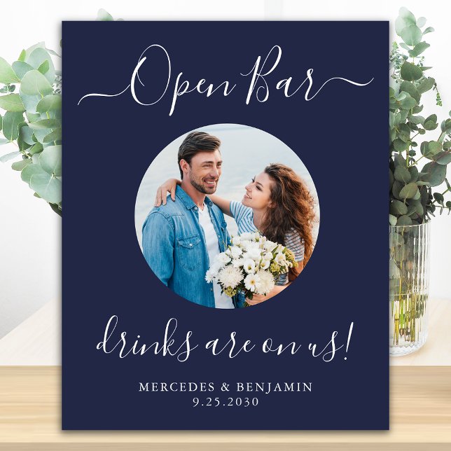 Poster Barra de Bebidas de Casamento Personalizada com Fo (Criador carregado)