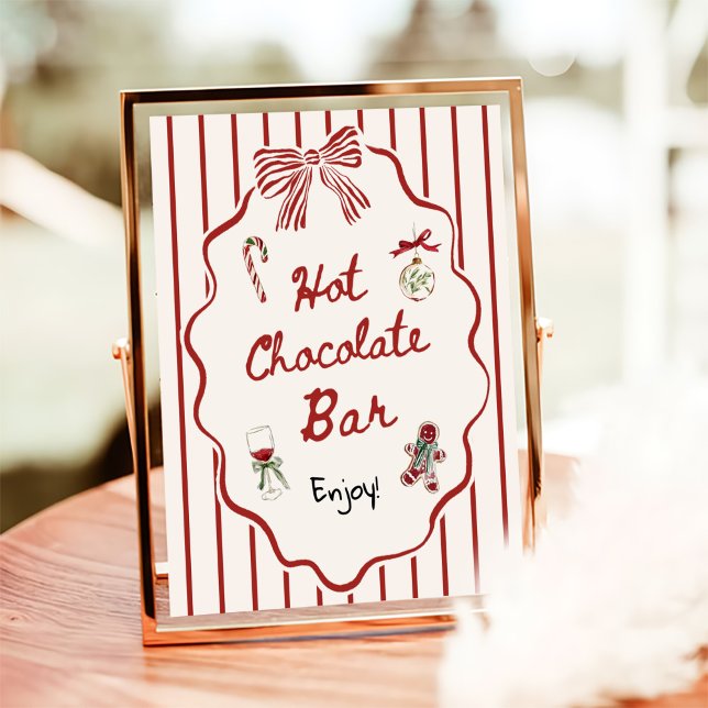 Poster Barra de Chocolate Quente Desenhada à Mão de Natal (Criador carregado)