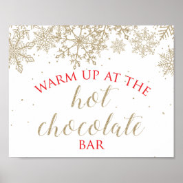 Poster Barra de Chocolate Quente Floco de Neve Dourado Si