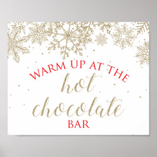 Poster Barra de Chocolate Quente Floco de Neve Dourado Si