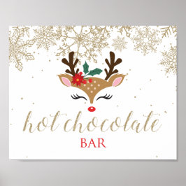 Poster Barra de Chocolate Quente Rena de Natal Dourado