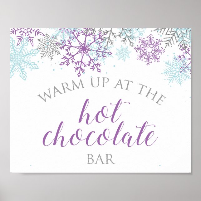 Poster Barra de Chocolate Quente Winter Onederland Roxo (Frente)