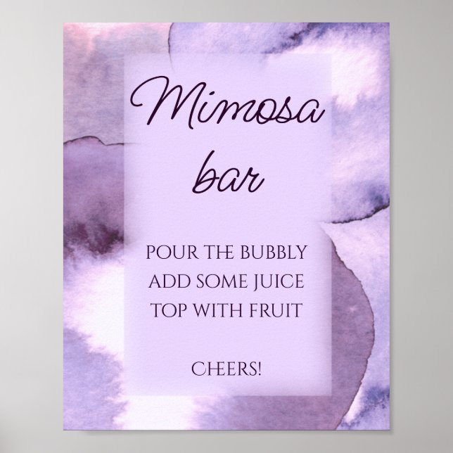 Poster Barra de Mimosa com aquarela violeta roxa (Frente)