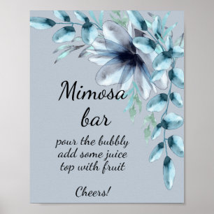 Poster Barra de Mimosa floral cinza azul poeirento