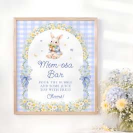 Poster Barra de Mom-osa para Chá de Bebê do Coelho Azul F