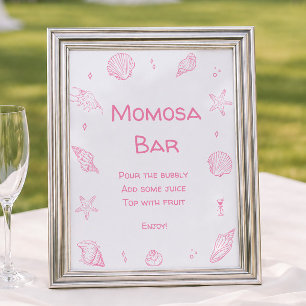 Poster Barra de Momosa para Chá de Bebê Cor-de-Rosa à Bei