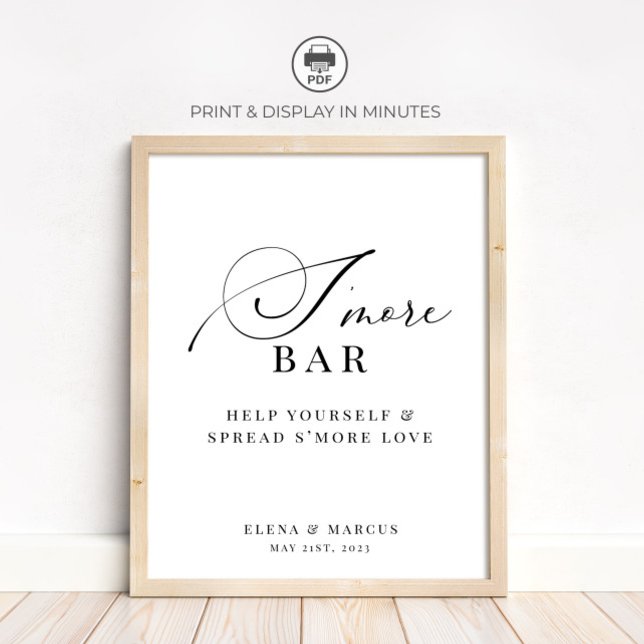 Poster Barra de S'more Casamento Elegante Moderno (Criador carregado)