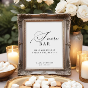 Poster Barra de S'more Casamento Elegante Moderno
