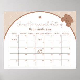 Poster Barramento de Teddy Bonito adivinha calendário de