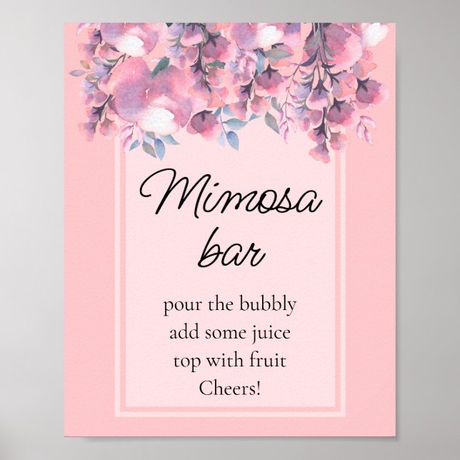 Poster Barrar de Mimosa Rosa Po dusty Floral de Outono Mo (Frente)