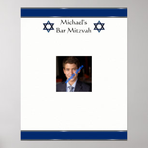 Póster Barre Mitzvah, estrela de David, foto, assine