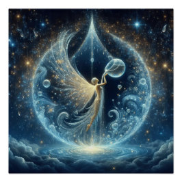 Póster Barreira Água Em Bolha De Água Limpa Num Lago Azul