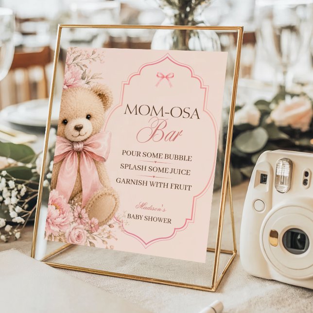 Poster Barrinha de Mom-osa de Urso Teddy Rosa Clássico (Criador carregado)