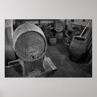 Póster Barris de vinho velhos