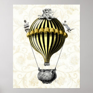 Póster Barroco - Balão Preto Amarelo