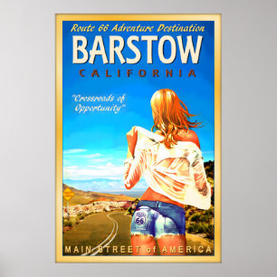 Poster BARSTOW Califórnia Rota 66 Corte de Estrada Jeans