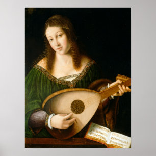 Poster Bartolomeo Vêneto e senhora Playing da oficina um