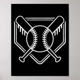 Poster Base de Baseball Home Plate para Meninos Vintage B