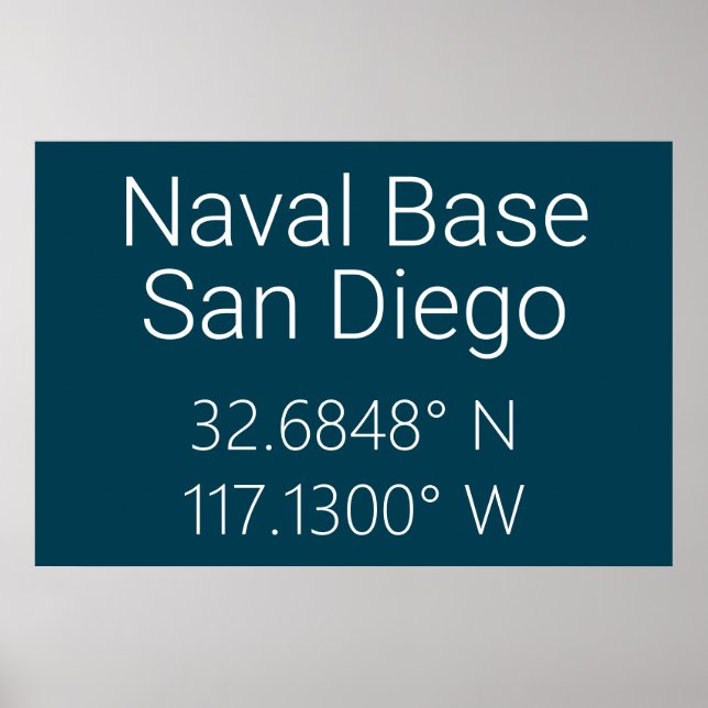 Poster Base Naval San Diego Latitude Longitude (Frente)