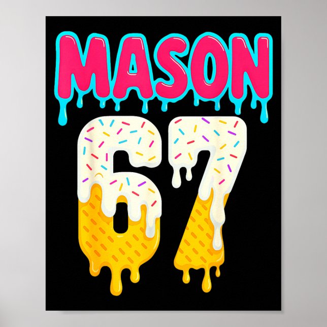 Poster Baseball 6 7 Ice Cream Drip Number 67 Funny Six Se (Frente)