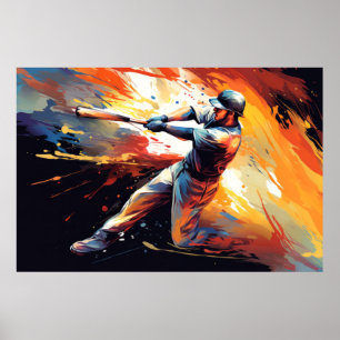 Poster Baseball Action Sports Painting Abstrato Art Decor