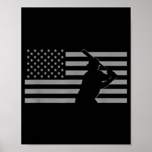 Poster Baseball Americano Flag Baseball