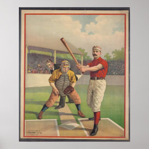 Póster Baseball Americano, Vintage 1895 Framed Art Impres