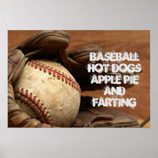 POSTER BASEBALL APPLE PIE HOT DOGS E FARTIGOS