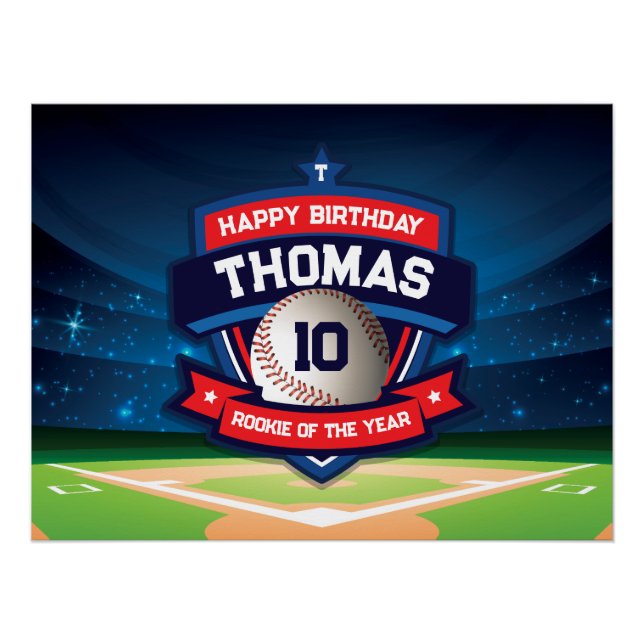 Póster Baseball Birthday banner backdrop  (Frente)