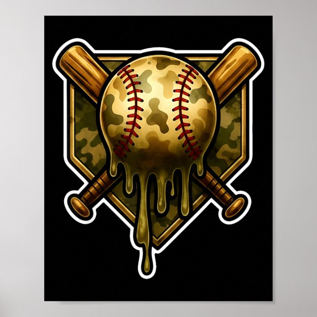 Poster Baseball Camo Drip Ice Cream Youth Boys Srts  (Frente)