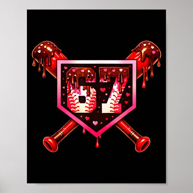 Poster Baseball Chocolate Drip 67 Valentine Love Matching (Frente)