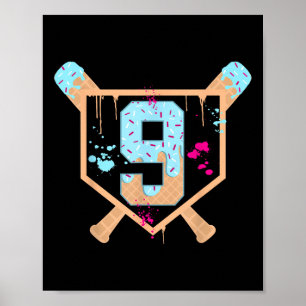 Poster Baseball com 9 anos de Sorvete Derrubado 9.º anive