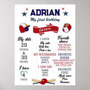 Poster Baseball de Etapa do primeiro aniversario