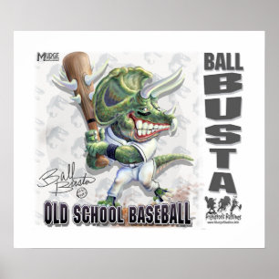 Póster Baseball Dinosaur Ball Busta